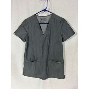 Figs Technical gray scrub shirt top